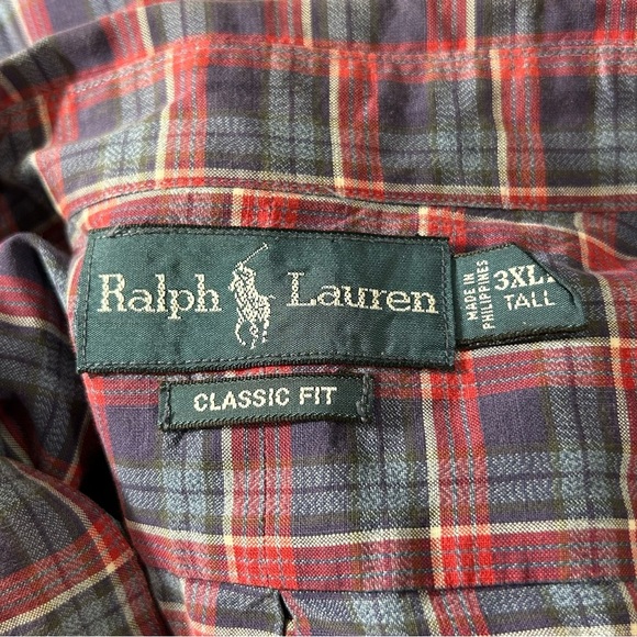 POLO Ralph Lauren Men's Button Down Shirt Plaid Purple Blue Size 3XLT - Picture 3 of 7